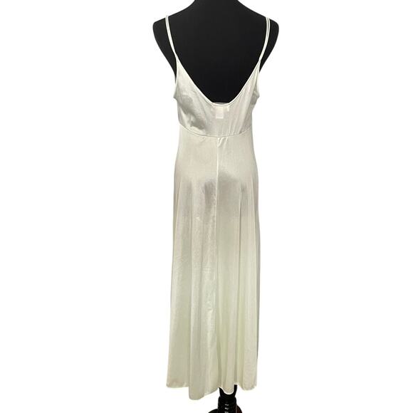 Vintage 80s Nylon Satin Slip Dress Peignoir Set Mint Green Lace Bed Jacket Sz S - Picture 7 of 13
